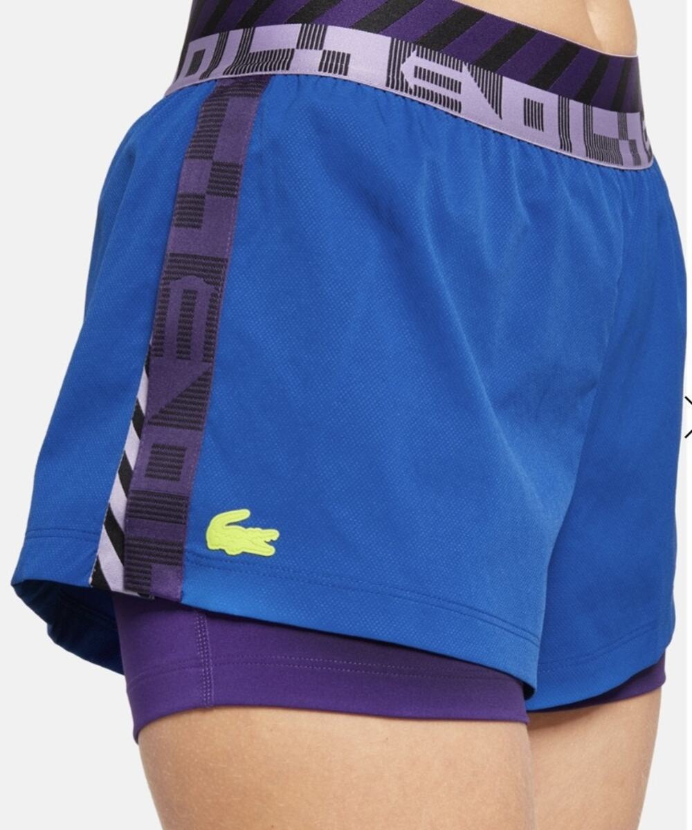 Lacoste Womens Sport Shorts Built In Liner Size Small Blue Purple Run Gym Active